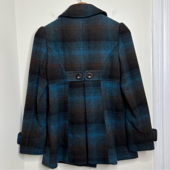 Neu Look Plaid Wool Blend Pea Coat Size 10 UK Size 38 EU Italian Fabric - Picture 5 of 15